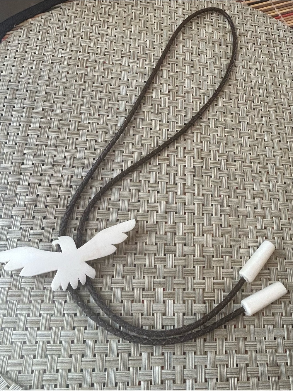Agate Eagle Bolo tie. Eagle pendant with braided leather cord.agate tips